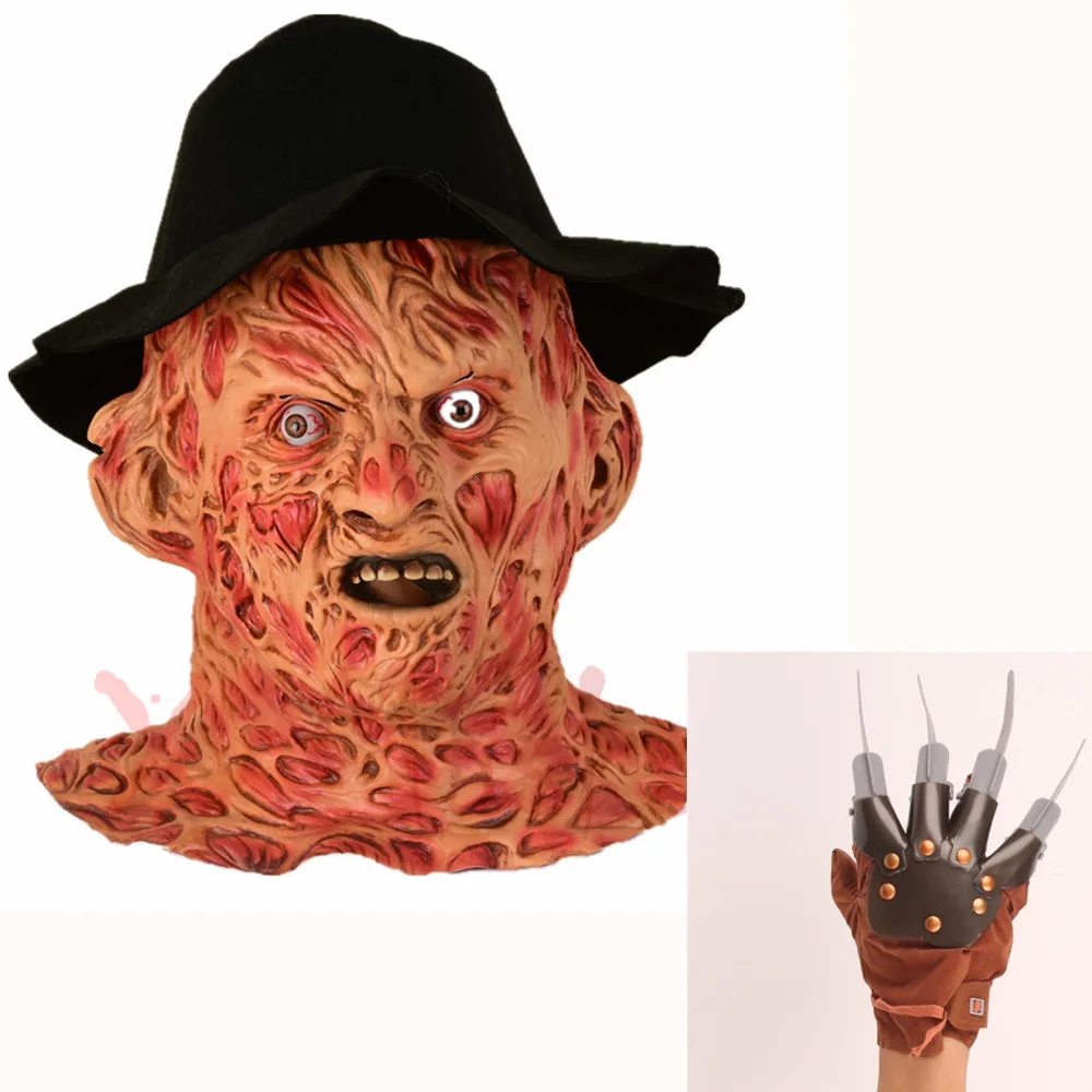 Freddy krueger маска с шляпой лапа латексный костюм для взрослой вечеринки пятница 13th