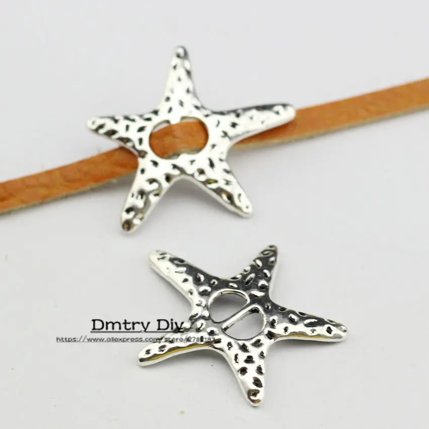 Dmtry 10pcs High Quality Cord Leather Jewelry Findings For 5mm Flat Starfish Clasp Metal Material LC0023 | Украшения и аксессуары