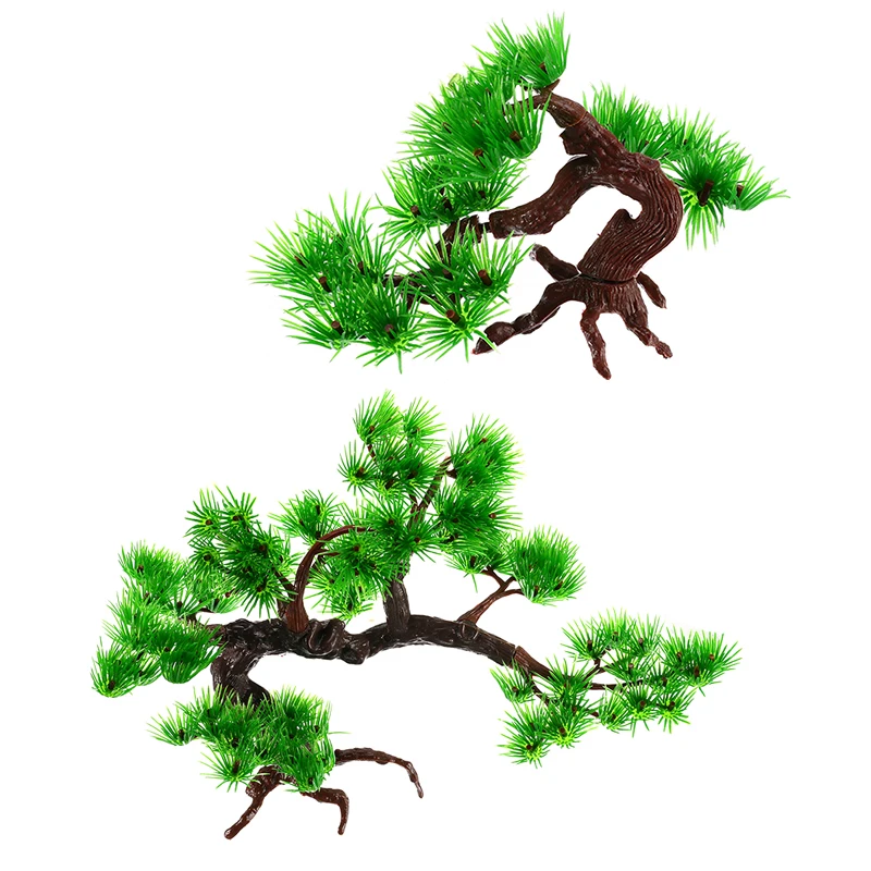 1 шт. 2 размера пластиковые растения аквариумы рок орнамент в стиле бонсай