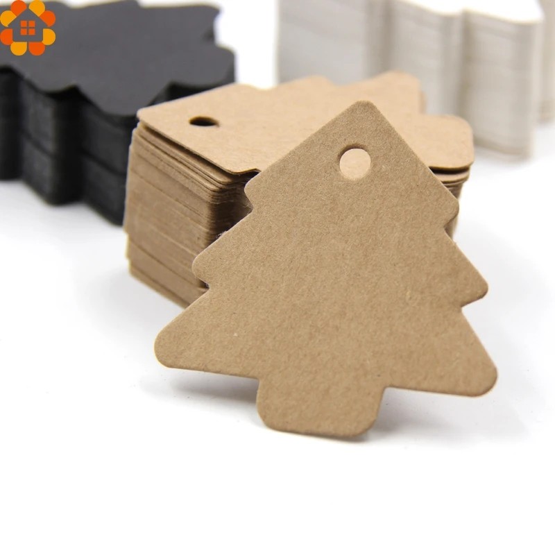 50 шт DIY бумажные бирки форма дерева крафт бумага карты этикетки для