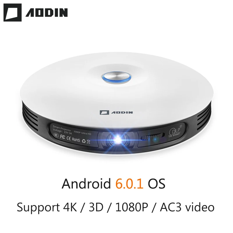 Светодиодный мини проектор AODIN M18 4K 3D DLP карманный Android HDMI вход 2 ГБ DDR3 Full HD 1080P