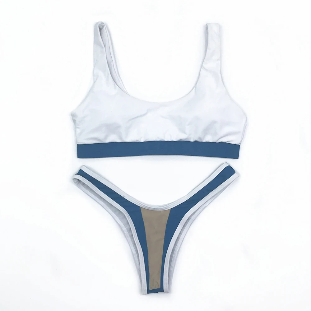 MysteryPark Women Bikini 2019 Triangle White Solid Color Sexy Two-piece Swimming Suit Low Waist 2018 mujer thong bikinis sets |