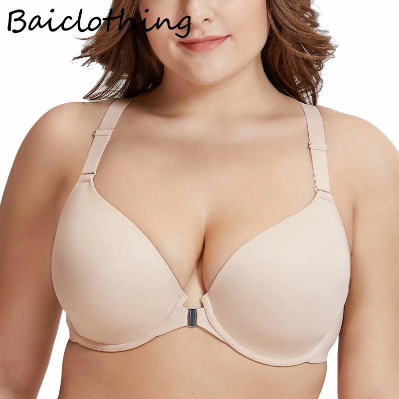 

Womens Bra Smooth Foam Full Coverage Underwire Women's Front Closure Racerback Bra 32 34 36 38 40 42 44 B C D DD