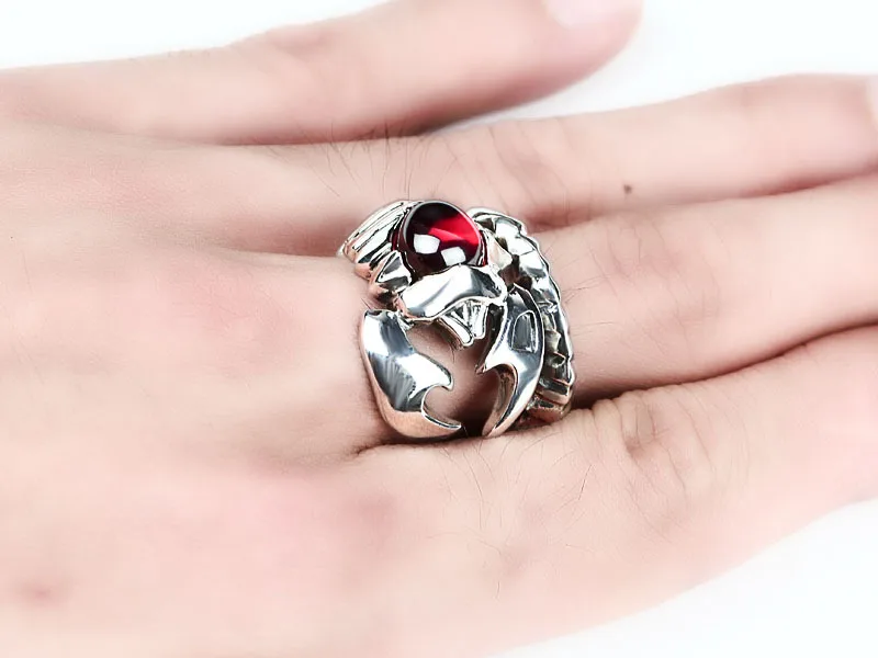 925 sterling silver jewelry silver scorpion men opening ring Scorpio