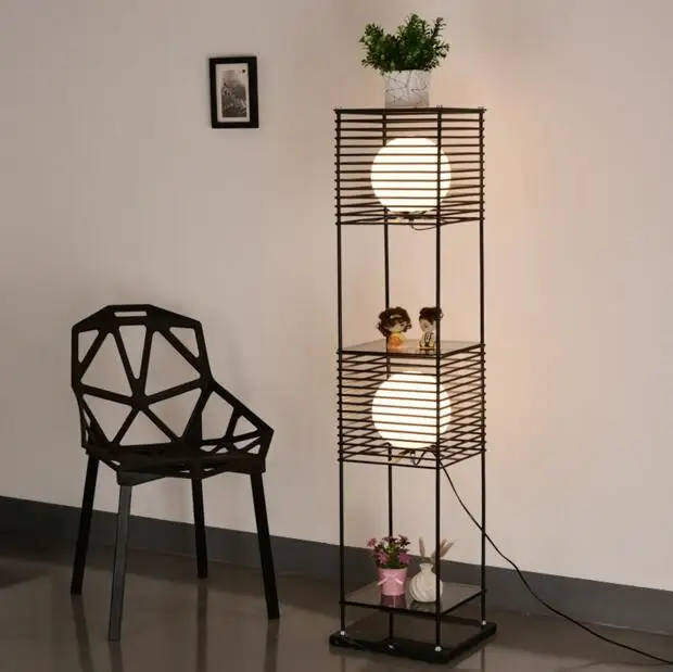 

Simple modern double deck iron lamp rack mount