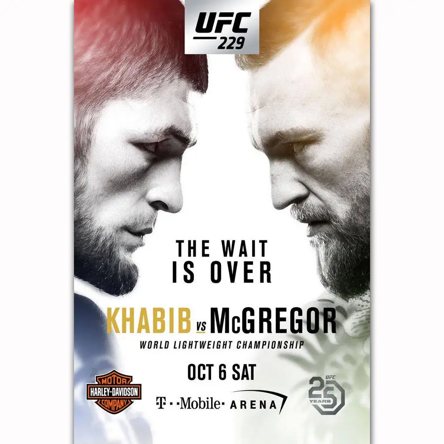 FX1440 Хабиб нурмагомедов против Конора Макгрегора Горячая UFC 229 борьба события плакат Искусство Шелковый светильник холст домашний декор с печатью - Цвет: Цвет: желтый