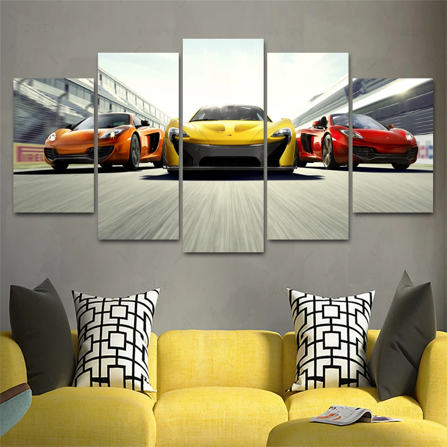 Op de muur HD Печать olieverf модульная фото постер для спортивного автомобиля добрый