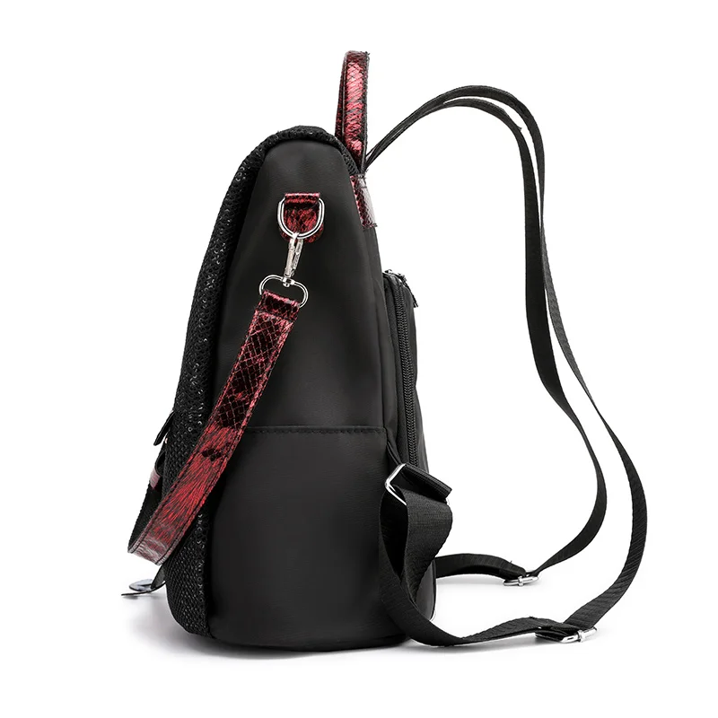 Рюкзак женский нейлоновый с защитой от кражи и блестками | Багаж сумки