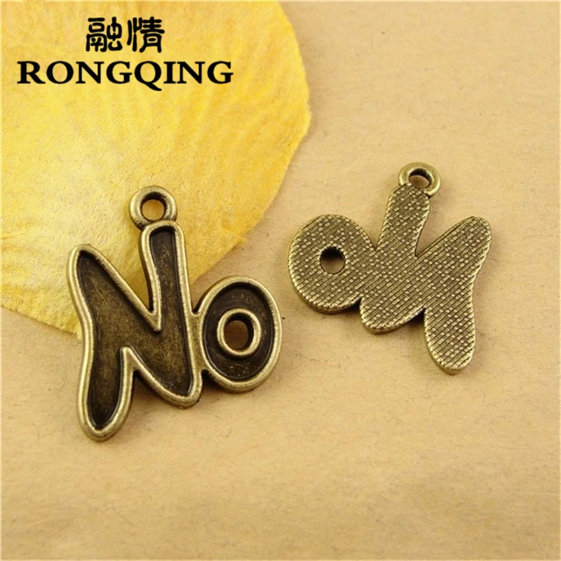 RONGQING 50 шт./лот 20*24 мм пластины NO Charms Франция буквенные квадратные бронзовые кулоны
