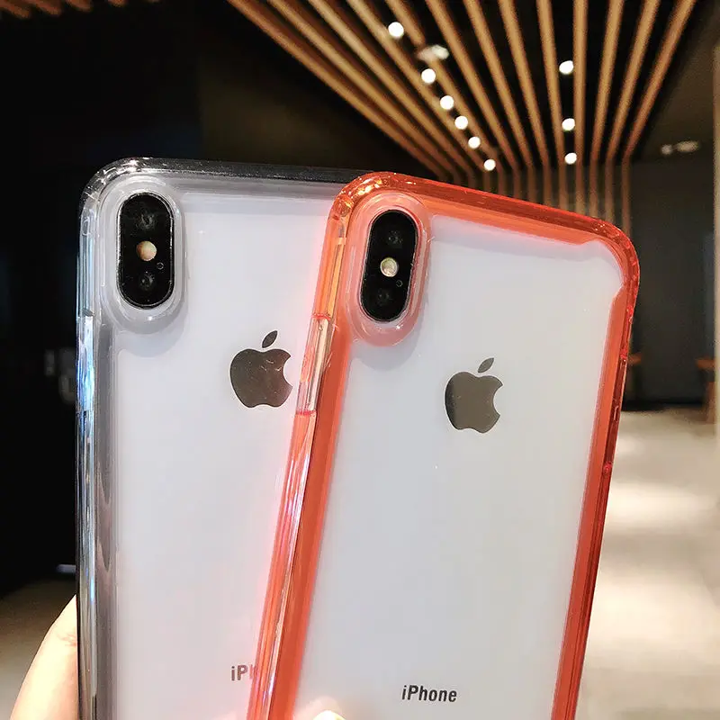 Прозрачный противоударный бампер чехол для телефона для iPhone X XS XR XS Max 8 7 6 6splus цветной мягкий задний Чехол для iPhone 11 11Pro Max