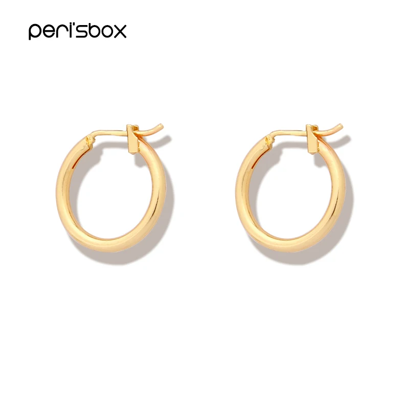 

Peri'sBox Steampunk Gold Sliver Plated Round Hoop Earrings Statement Small Big Earrings Hoops Minimalist Earrings 13mm 18mm 25mm