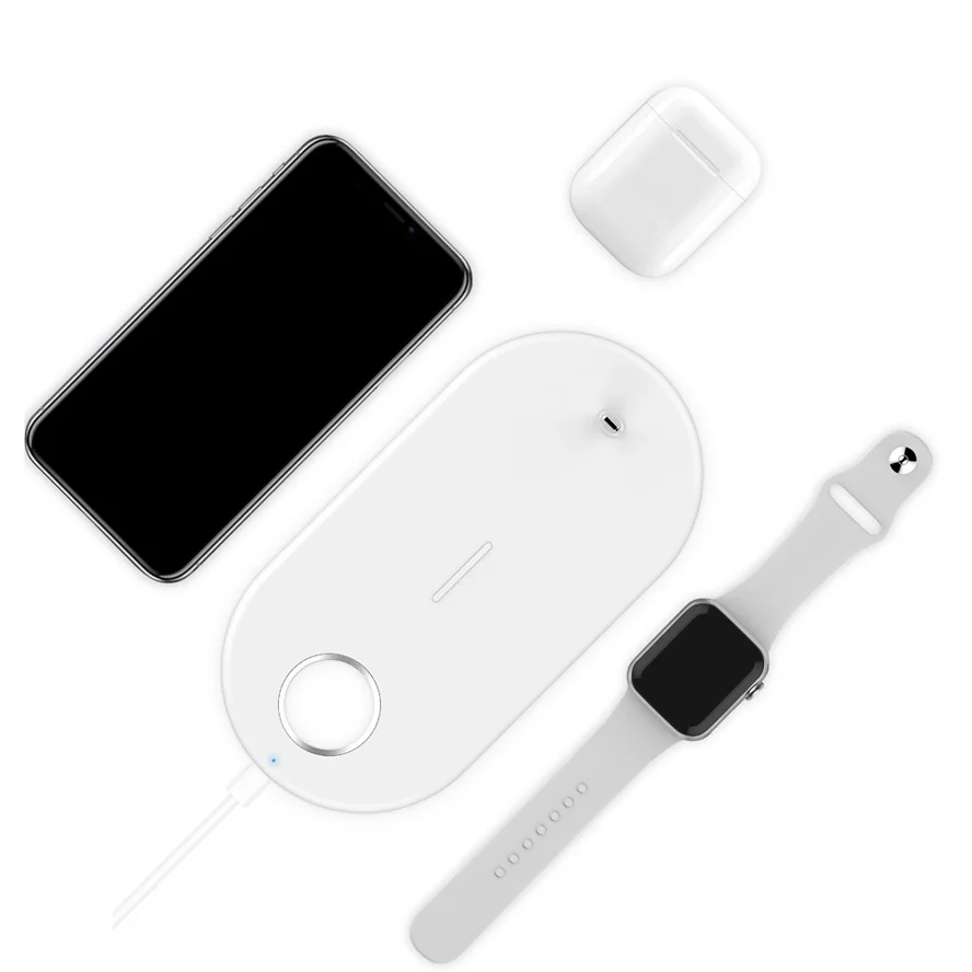 Быстрое беспроводное зарядное устройство QI 3 в 1 для Apple Watch 5 4 2 AirPods Беспроводная