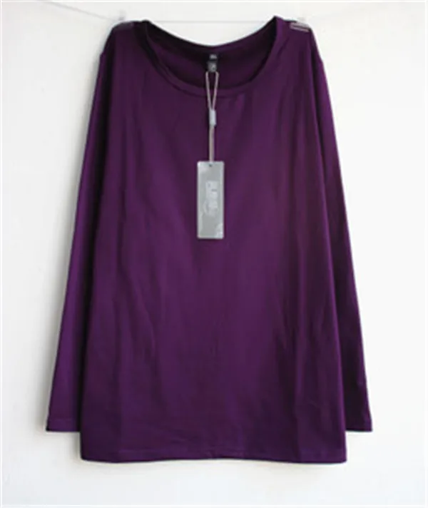 round neck Purple Плюс размер 5XL осень зима водолазка футболка Женская Удобная нижняя рубашка эластичный большой размер Женская футболка Топы A1532 - Цвет: round neck Purple