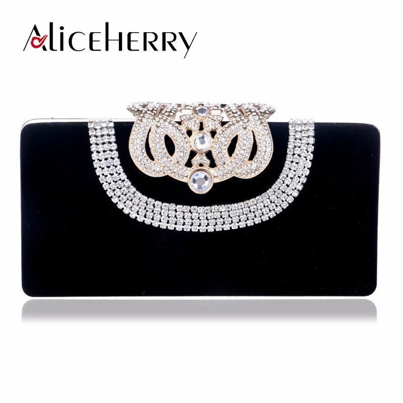 Женский бархатный Свадебный Кошелек стразы сумка на плечо с цепочкой со стразами