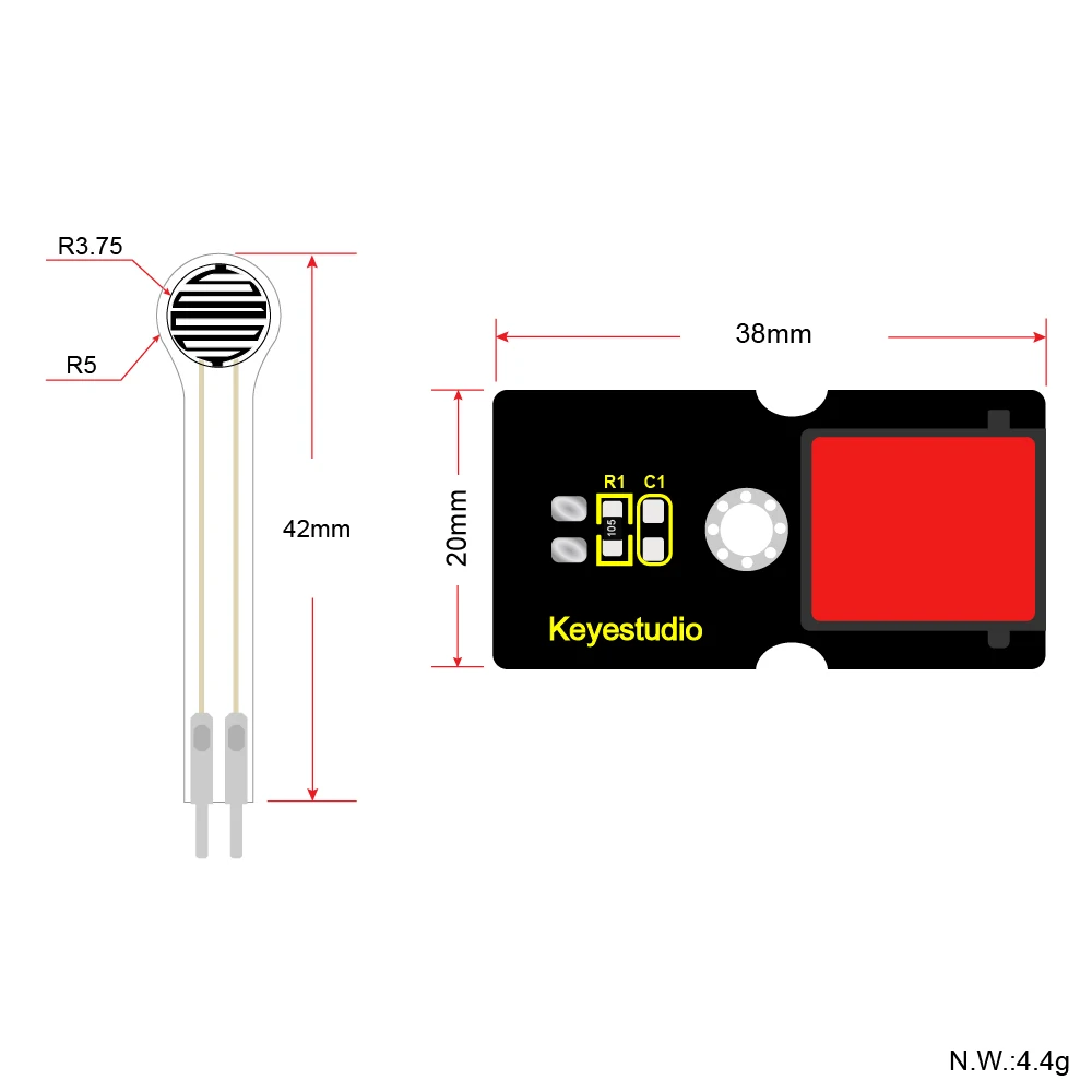 Keyestudio EASY plug Thin-film Pressure Sensor for Arduino STEM | Электронные компоненты и принадлежности
