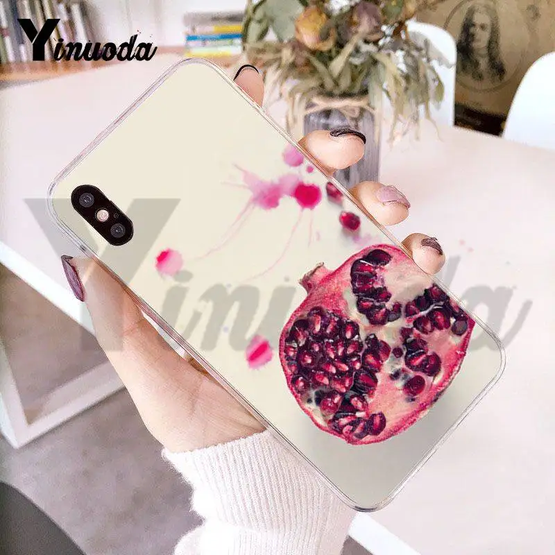 

Yinuoda Food Fruit Red Pomegranate Transparent Phone Case for iPhone 8 7 6 6S Plus X 5S SE XR XS MAX Cases11 11pro 11promax