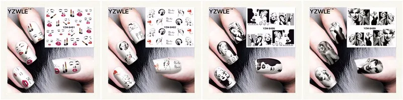 YZWLE,, переводные наклейки для ногтей с водой, наклейки для маникюра, декоративные инструменты, покрытие для ногтей, наклейка(YZW112