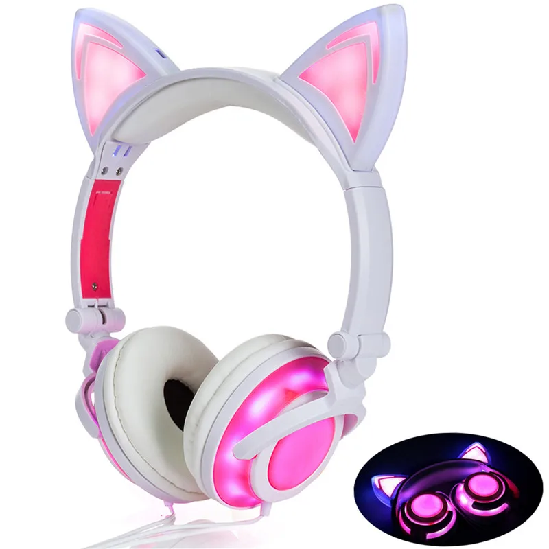 LIMSON Проводные Детские Наушники Cat Ear Headset Складные Стерео Светодиодный Мигает 3 5