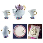 Мультяшный чайный набор Красавица и Чудовище Mrs Potts, чайный горшок + чаша с чипом + сахарница + тарелка, кофейник, молочный чайник, кружка, милый Рождественский подарок