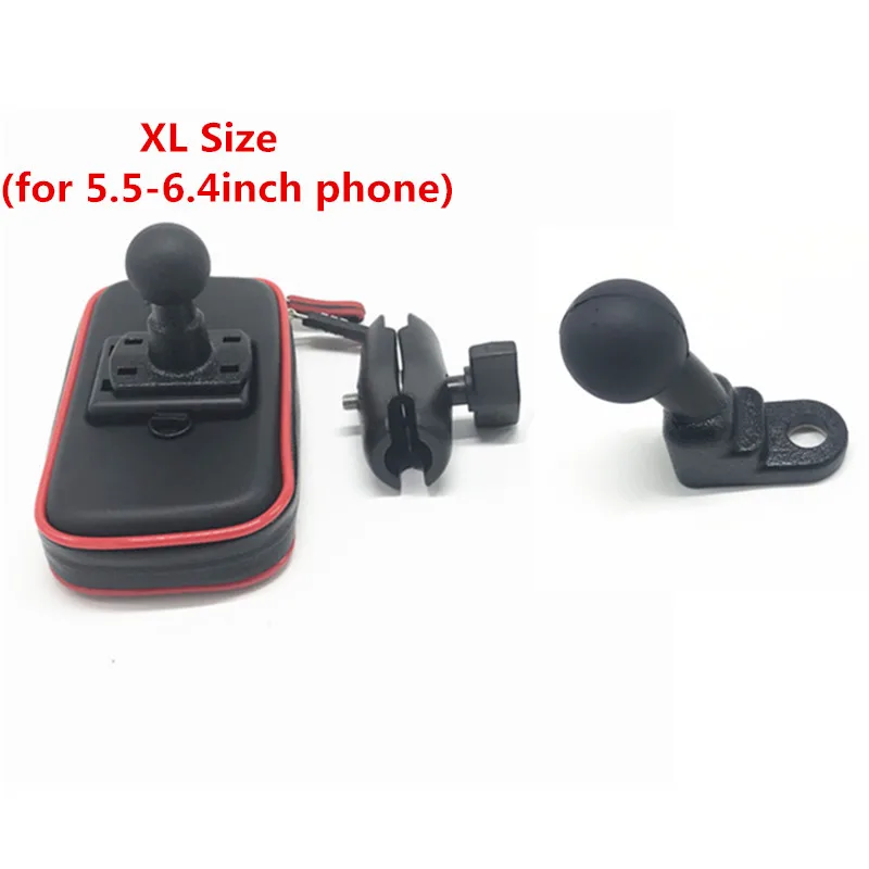 4in1 kit Водонепроницаемый чехол на молнии с 1 дюймовым шаром+ 6,5 см двойной разъем для 1-дюймовых шаровых цоколей+ крепление заднего зеркала для смартфонов - Цвет: 4in1 kit