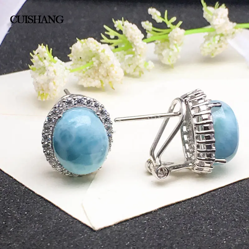 Женские свадебные серьги Ларимар CSJ из стерлингового серебра 925 пробы с большим