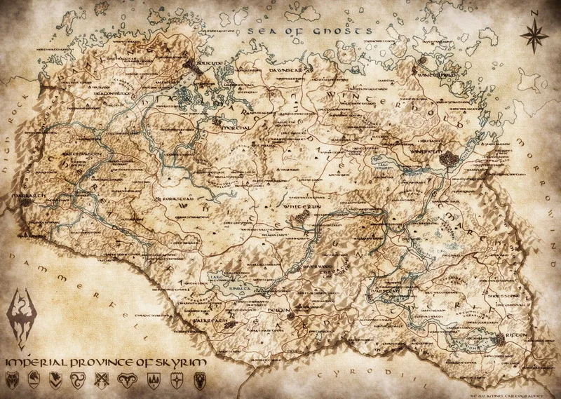 HD картина распыления map_of_skyrim на масляном холсте для гостиной Декор и настенный
