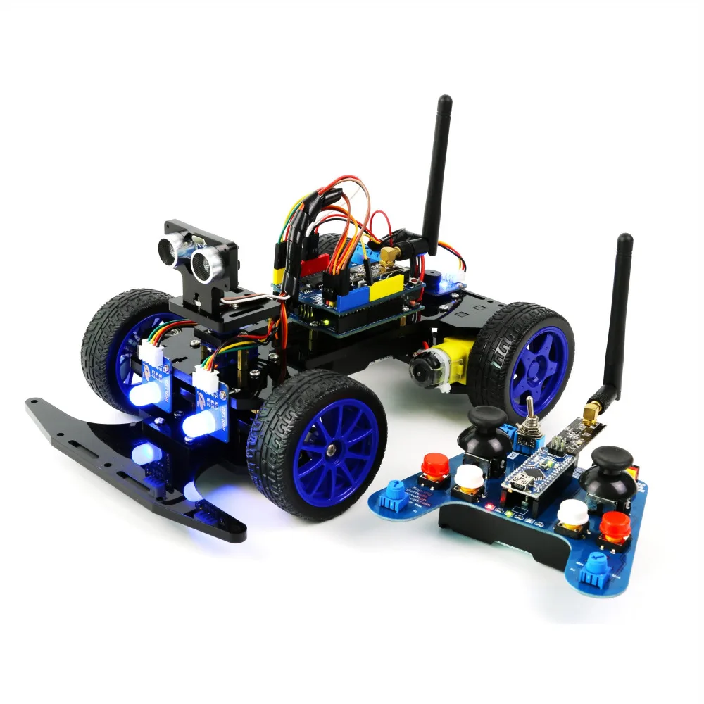 Adeept Роботизированная модель Arduino умный автомобильный набор Электроника DIY ультразвуковые игрушки 2,4G Наушники diy diykit