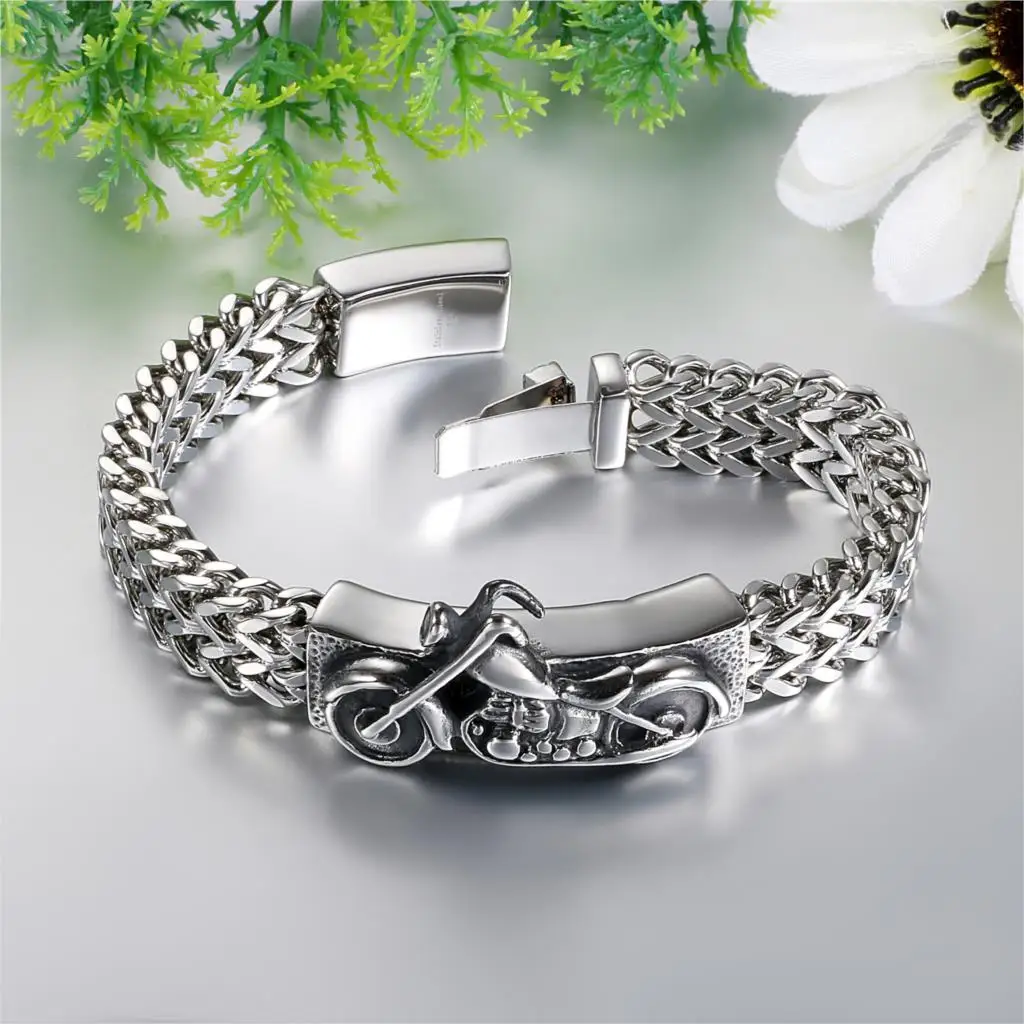 BONISKISS мужской хип хоп панк Мотоцикл Байкер из Нержавеющей Стали Цепочка пшеницы