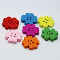 100pcs creative cartoon colorful 1holes wood buttons 15mm plum wooden decorative buttons for crafts sewing decorative buttons