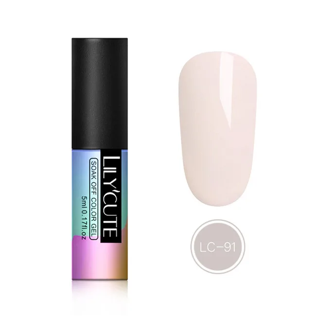 LC-91 LILYCUTE Nude чистый цветной Гель-лак замочить от УФ светодиодный Гель-лак стойкая черная белая розовая основа Гель-лак для маникюра - Цвет: LC-91