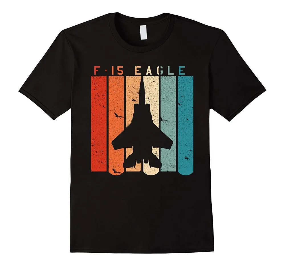 

F-15 Eagle Jet Fighter Retro Vintage Style Airplane 2019 Summer Style Free Shipping Creative Design Printing Cotton Rock T Shirt