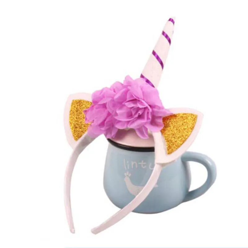 1PCS Flash Unicorn Headdress Masquerade DIY Unicorn Child Headband Party Hair Accessories Baby Shower Decoration