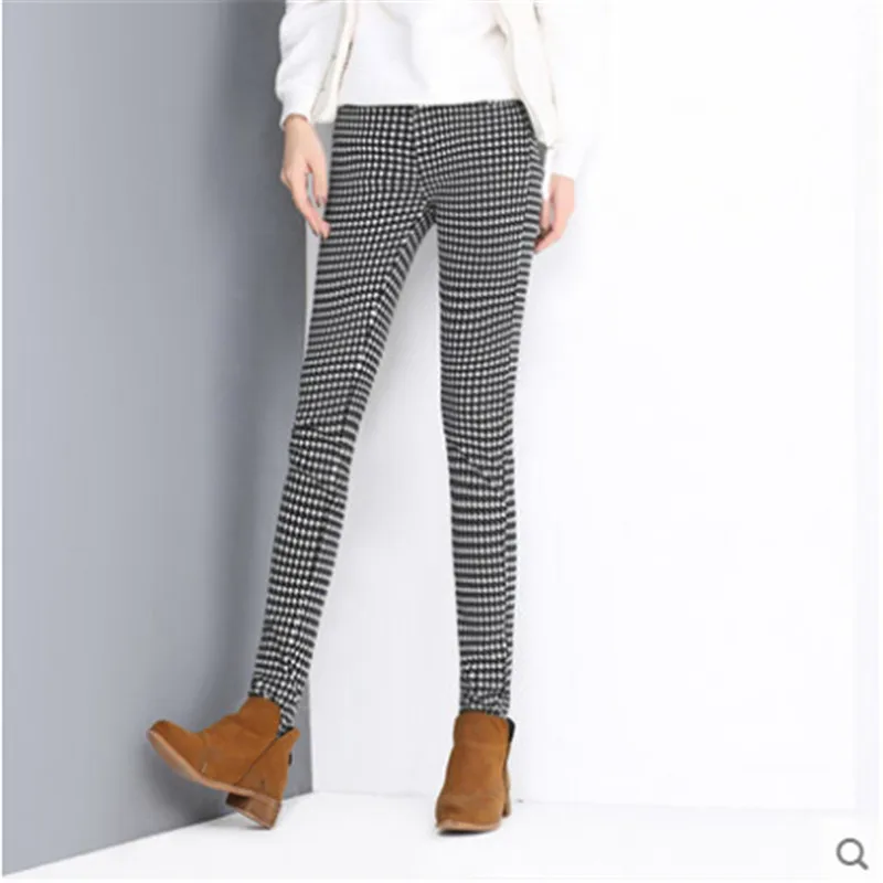 Клетчатые Модные женские осенние брюки 2021 зимние леггинсы Брендовые узкие