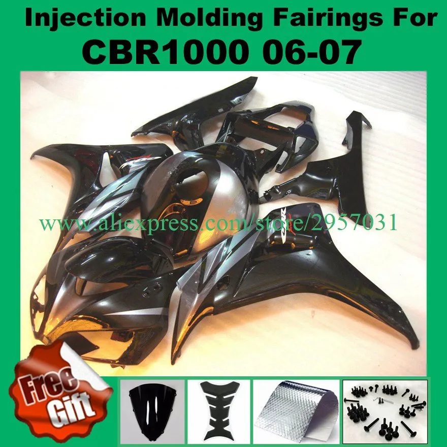 

Free screws+gifts Injection molding cbr1000rr 06 07 for HONDA CBR 1000RR 2006 2007 Black Gary L3208 CBR1000 RR 06 07 fairing kit