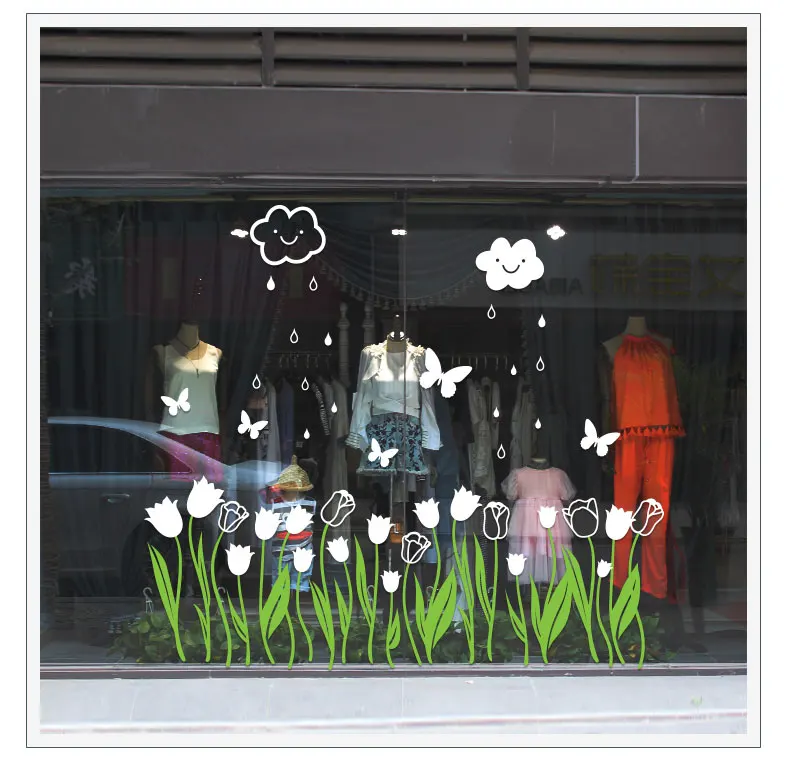 Тюльпан Цветок оконная пленка романтическое теплое украшение женский магазин ободок угловая линия Прямая поставка