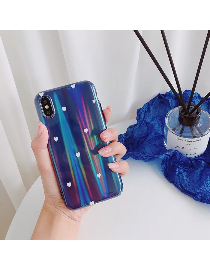 3D Holo Heart Rainbow Case for Iphone X XS MAX XR 10 8 7 Plus 6 6s 6plus 7plus Shell Holographic Hologram Soft Cover |