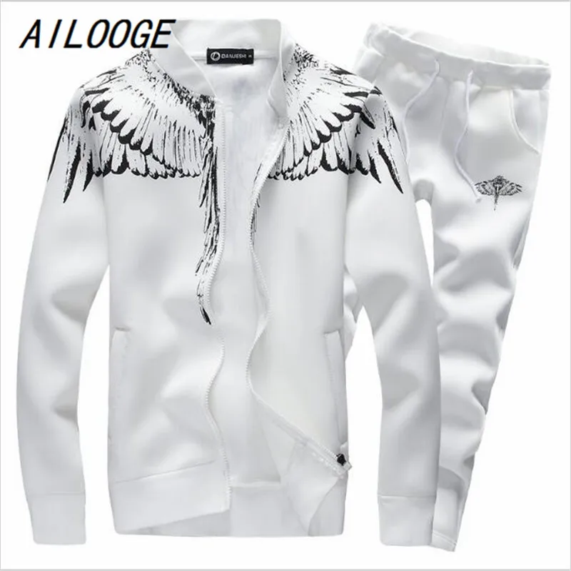 Ailooge бренд-Костюмы Мужская мода спортивный костюм Повседневное Sportsuit мужские весна/осень Толстовки/кофты пальто+ брюки спортивный костюм