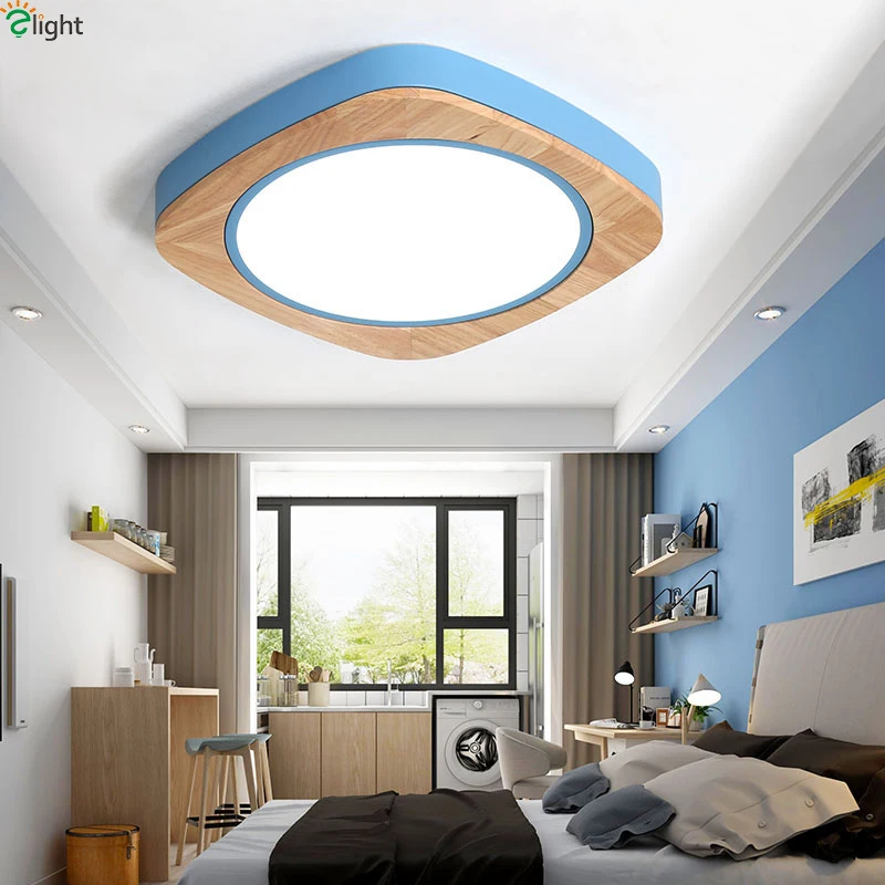 

Nordic Multicolor Alloy Led Ceiling Lights Living Room APP Dimmable Oak Led Ceiling Lamp Bedroom Acrylic Ceiling Light Fixtures