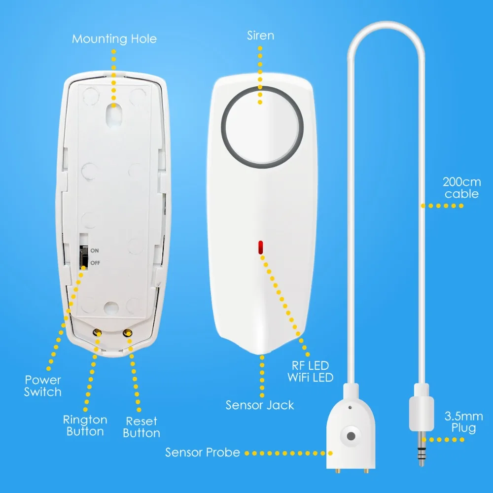 Tuya Smart Wifi датчик утечки воды погружение воды сигнализация беспроводной погружение воды детектор уровня воды сигнализация детектор