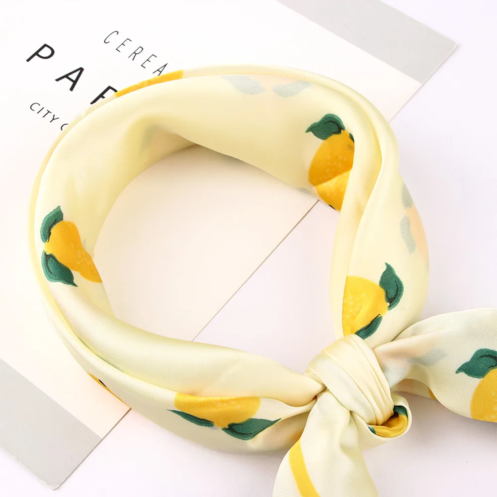 Маленький квадратный шарф с принтом лимона 70 см женский шейный платок роскошные