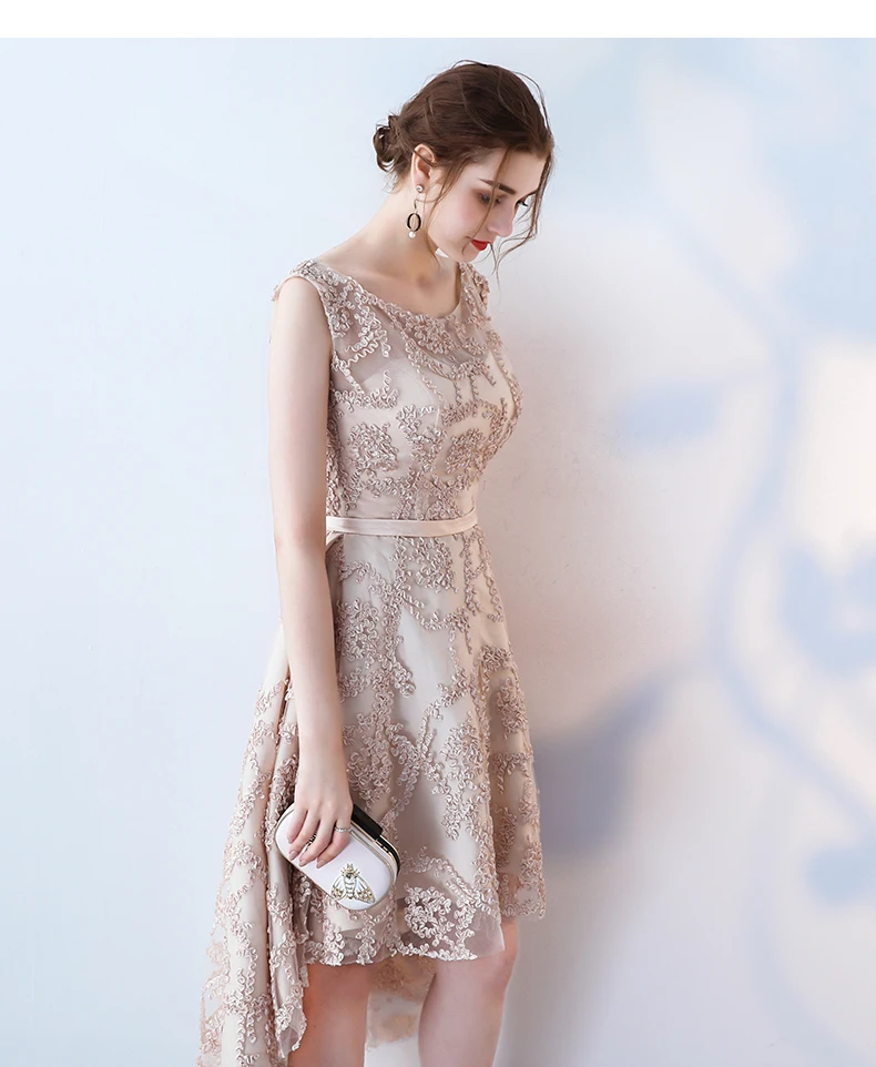 Robe de soiree, о-образный вырез, тонкое, на шнуровке, без рукавов, вечернее платье, короткое спереди, длинное сзади, вечерние платья, платья для выпускного вечера, на заказ
