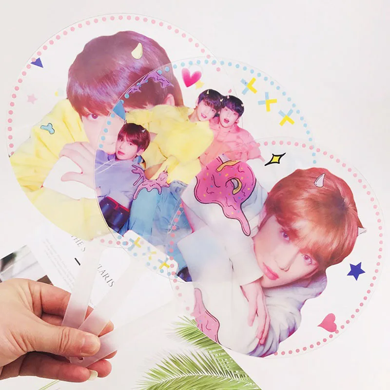 Kpop TXT фото ручной вентилятор Soobin Yeonjun прозрачный ПВХ ручной вентилятор Taehyun Hueningkai летние канцелярские принадлежности подарок