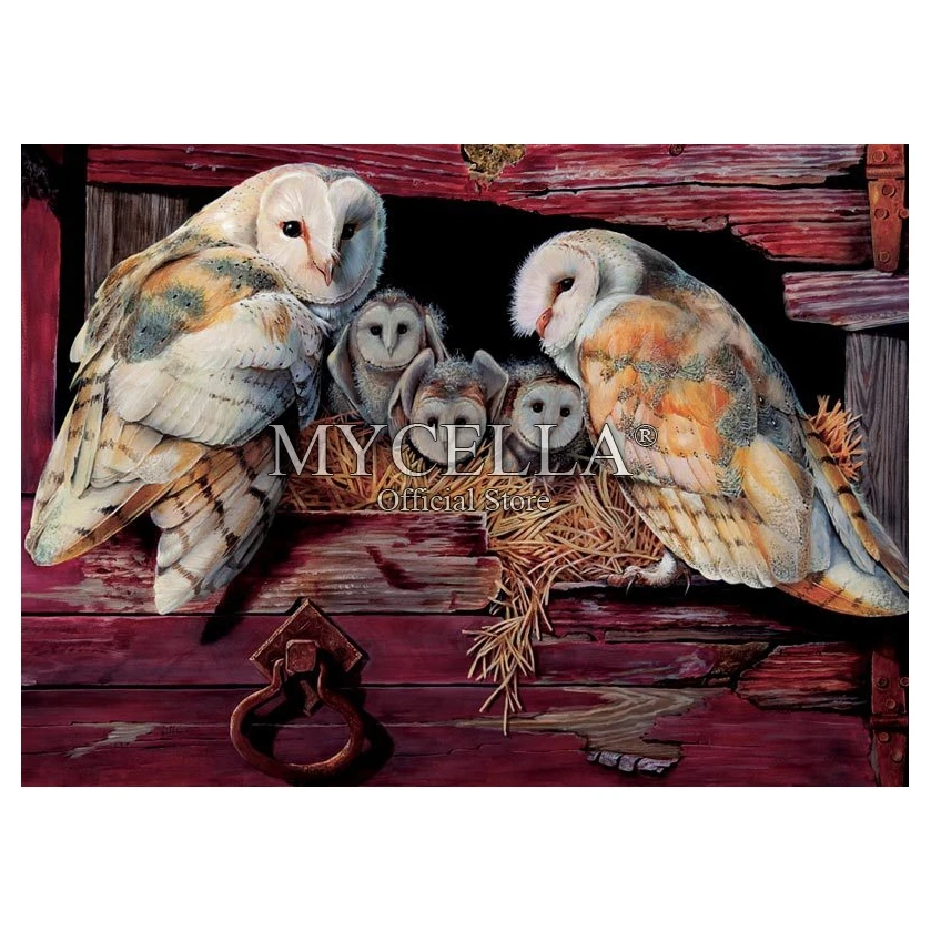 

Barn Owls 5D Diy Diamond Painting Cross Stitch Mosaic Diamond Embroidery Birds Farm animals full Rhinestone Home Decor