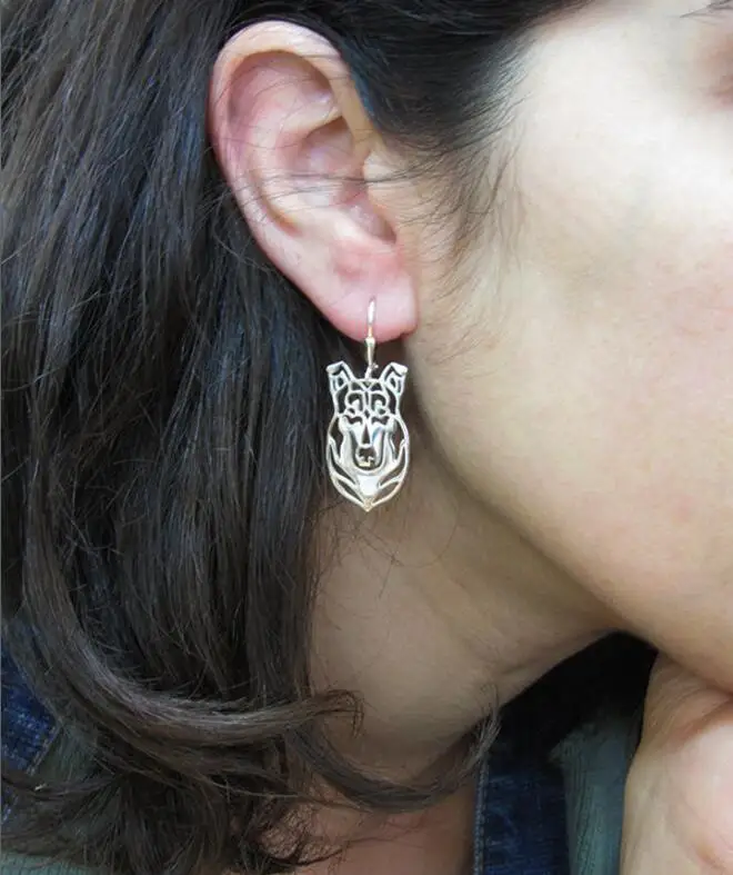 Уникальные полые гладкие серьги колли ручной работы с собаками идея для подарка