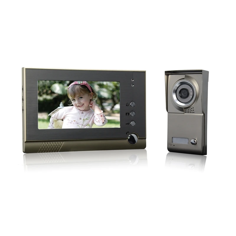 (1 set) thuisgebruik 1 1 Video deurtelefoon smart home systeem Video intercom waterdichte camera 7 inch kleur monitor gratis verzending