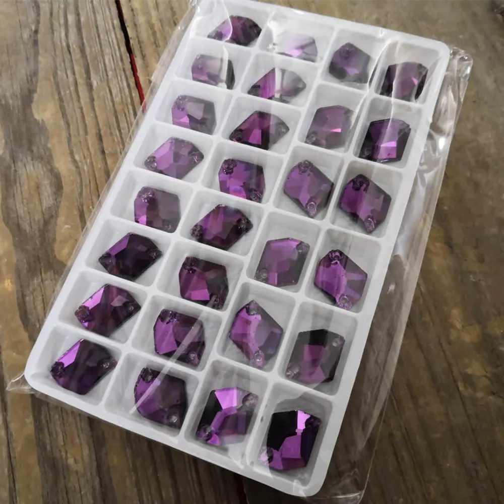 Red Amethyst TopStone все цвета 13x17 мм Космическая Форма стекло Кристалл пришить стразы 17x14 мм Flatback 2 отверстия шитье бисера Ювелирных изделий - Цвет: Red Amethyst