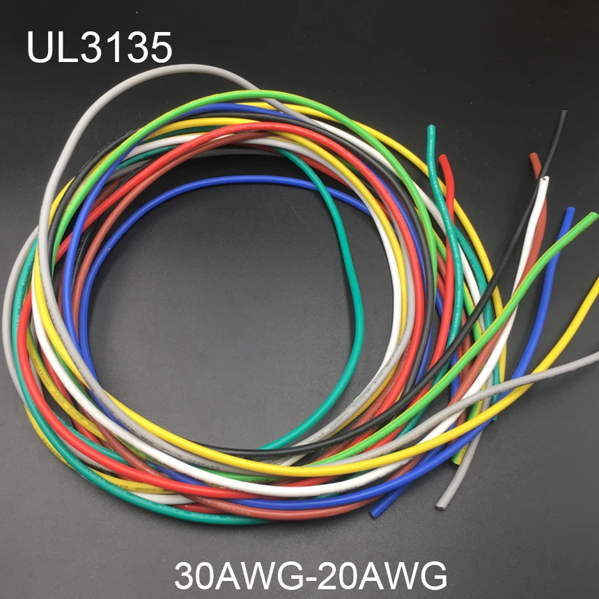 18AWG UL3135 600V 200C Синий Зеленый Желтый Красный оберточная луженая медная силиконовая