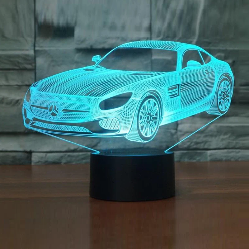 3D светодиодный ночник в форме автомобиля, креативный 7 цветов, меняющий визуальный свет, настольная лампа, спальное освещение, домашний декор, подарки