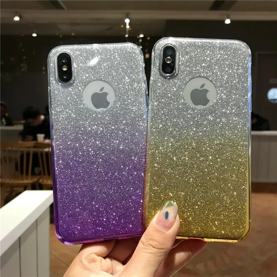 Для iphone XS MAX SE 5s 6 S 7 8 Plus X XR Блестящий градиент ТПУ силиконовый мягкий чехол для OnePlus