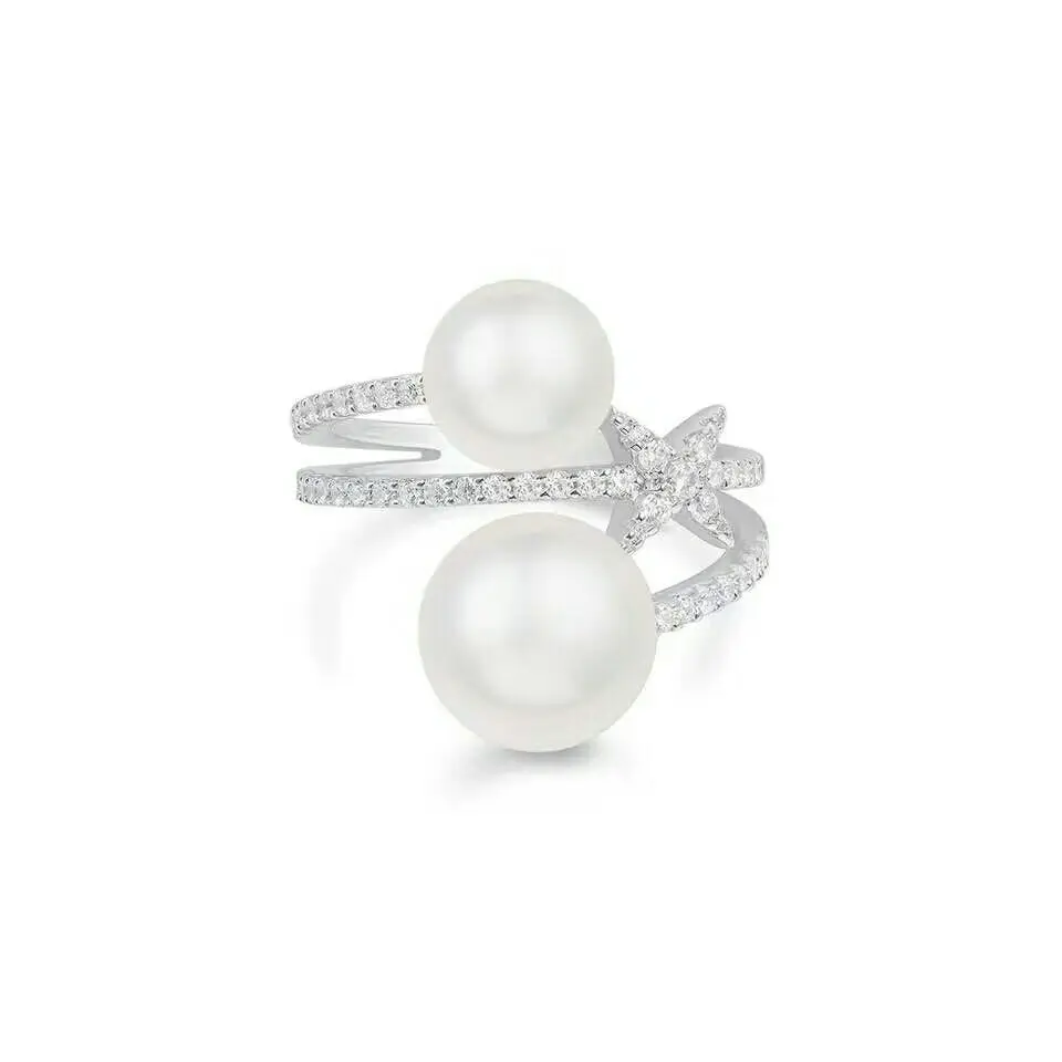 MeiBaPJ Luxury Brand 925 Sterling Silver Freshwater Pearl Ring Micro Pave Cubic Zirconia Stones Women Jewel | Украшения и